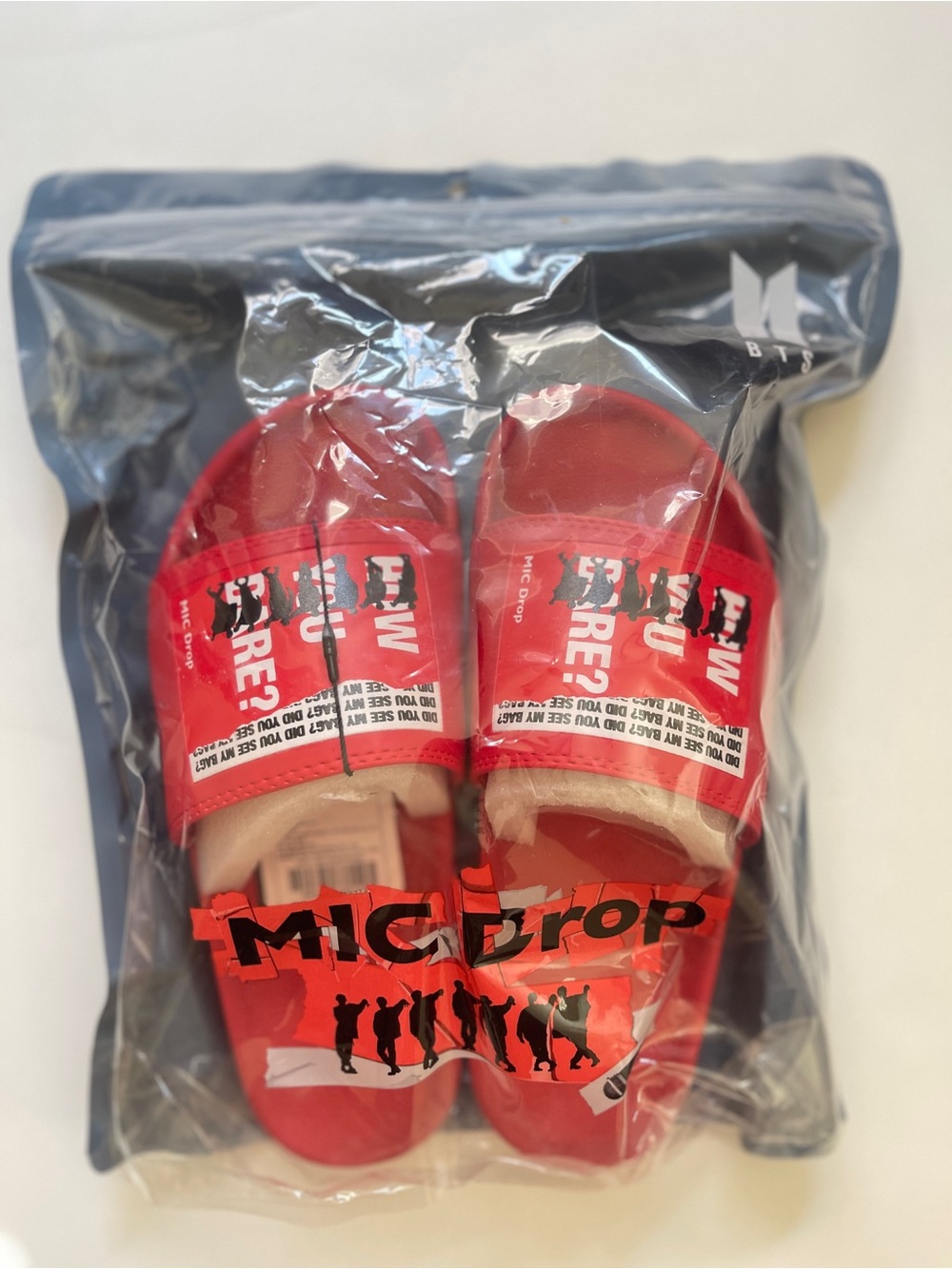 BTS Red Slide Sandals